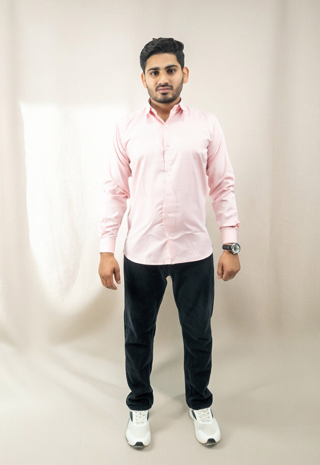 Formal Light Pink Cotton Twill Shirts