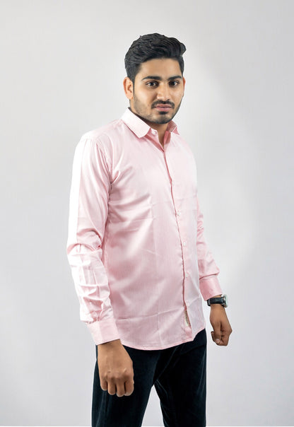 Formal Light Pink Cotton Twill Shirts