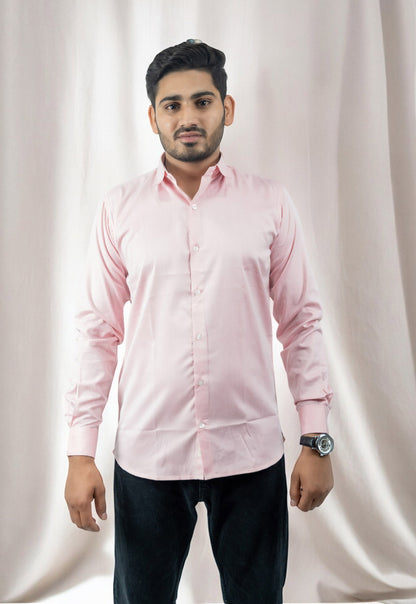 Formal Light Pink Cotton Twill Shirts