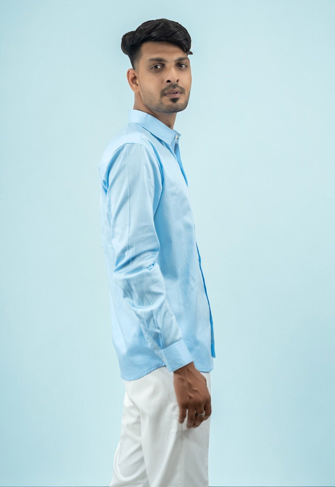 Giza Twill Ocean Blue Formal Shirt For Men