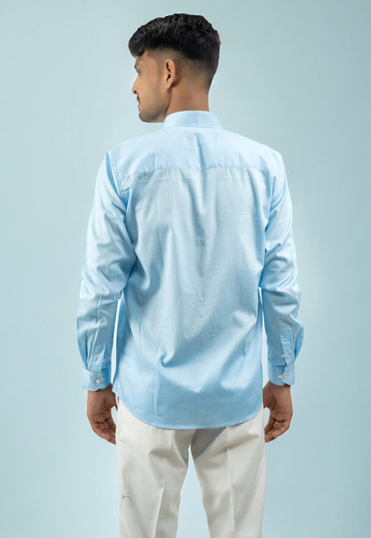 Giza Twill Ocean Blue Formal Shirt For Men