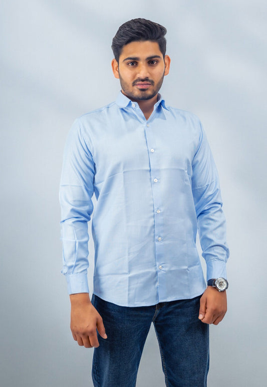 Men's Formal Light Blue Full Sleeves Shirt